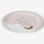 三日月と星ライトピンクの女の子バプテスマ ペーパープレート (アングル)