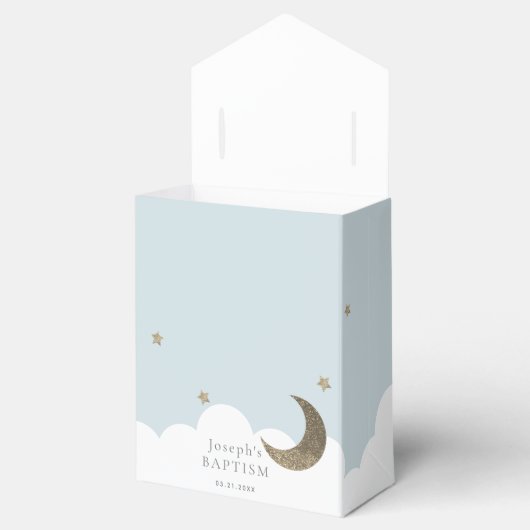 三日月と星ライトブルーボーイバプテスマ フェイバーボックス (オープン)