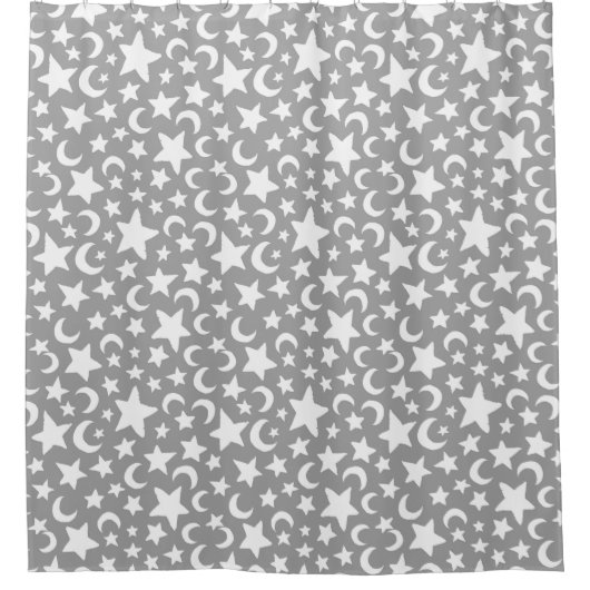 三日月と星模様 シャワーカーテン (正面)