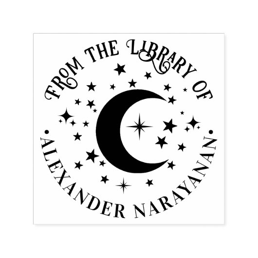 三日月と星"のライブラリから"名前 セルフインキングスタンプ (デザイン)