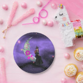 三日月と花の小さな魔女 ペーパープレート (パーティー)