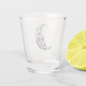 三日月と顔抽象芸術図形の色 ショットグラス (裏面)