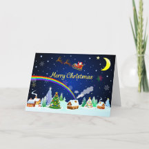 三日月と飛び去るサンタクロース