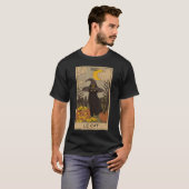 三日月と黒猫の魔女の帽子のタロットカード H Tシャツ (正面フル)