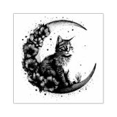 三日月にかわいい猫 ラバースタンプ (インプリント)