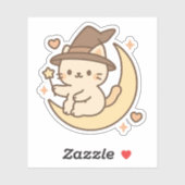 三日月にかわいい魔女猫 シール (シート)