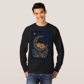 三日月に寝そべるネコTシャツ Tシャツ (正面フル)