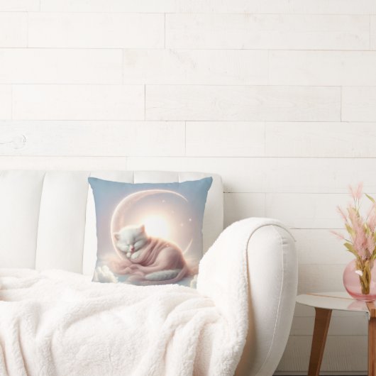 三日月に眠る子猫 クッション (ソファ)