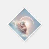 三日月に眠る子猫 スタンダードカクテルナプキン (角)