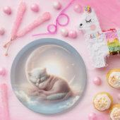 三日月に眠る子猫 ペーパープレート (パーティー)