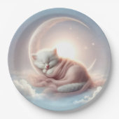 三日月に眠る子猫 ペーパープレート (正面)