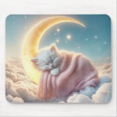 三日月に眠る子猫 マウスパッド (正面)