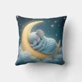 三日月に眠る赤ちゃんブルーゾウ クッション (裏面)