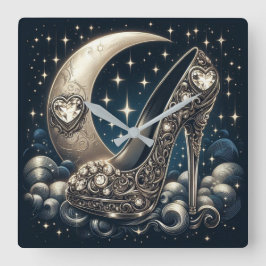 三日月のあるファッショナブルなスチレット スクエア壁時計