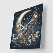 三日月のあるファッショナブルなスチレット スクエア壁時計 (傾斜)