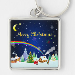三日月のあるメリークリスマス キーホルダー