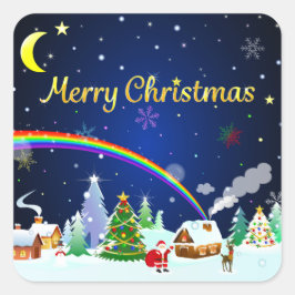 三日月のあるメリークリスマス スクエアシール