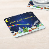 三日月のあるメリークリスマス ペーパーコースター (アングル)