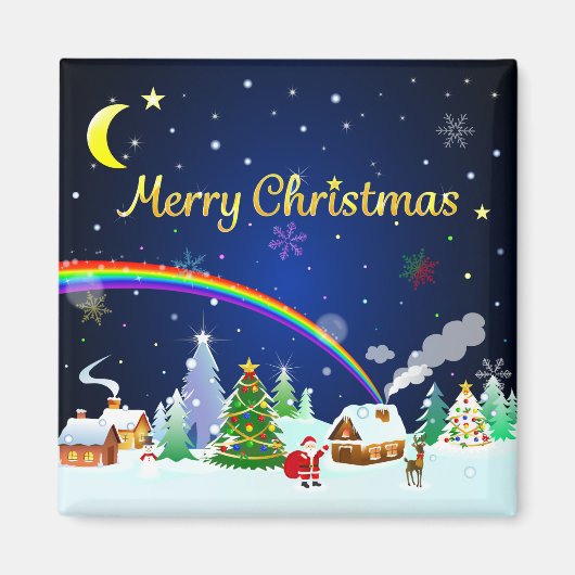 三日月のあるメリークリスマス マグネット (正面)