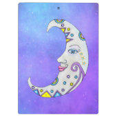 三日月のかわいらし顔カラフルマーク紫 クリップボード (裏面)