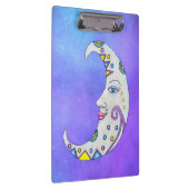 三日月のかわいらし顔カラフルマーク紫 クリップボード (右)