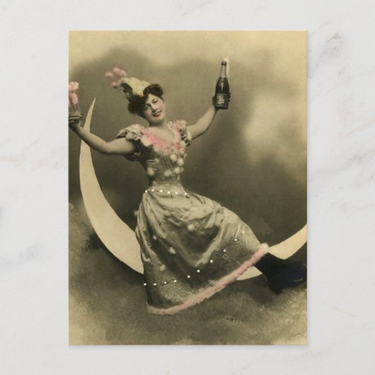 三日月のシャンパンのトースト ポストカード (正面)