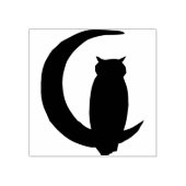 三日月のシルエットアートスタンプに座っているフクロウ ラバースタンプ (インプリント)