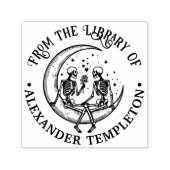 三日月のスケルトンカップル図書名 セルフインキングスタンプ (デザイン)