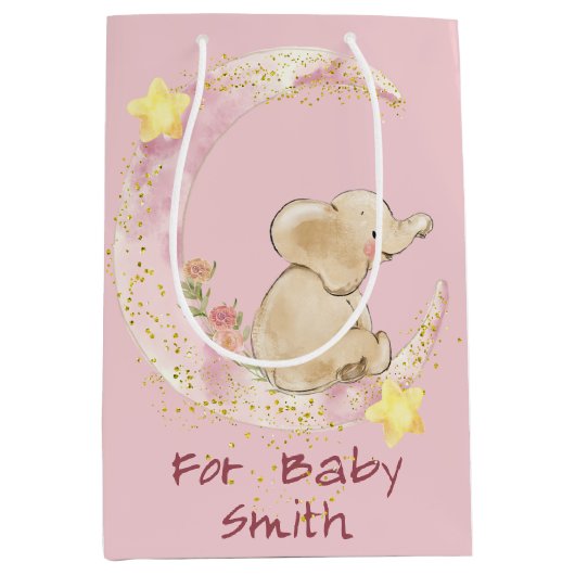 三日月のゾウ ミディアムペーパーバッグ (正面)