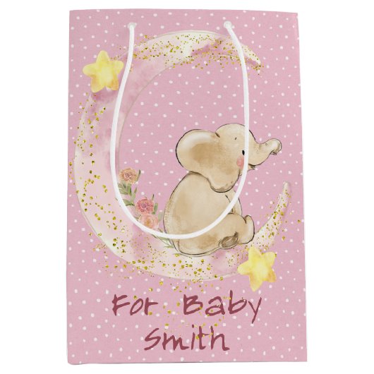 三日月のゾウ ミディアムペーパーバッグ (正面)