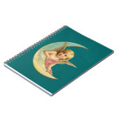 三日月のビンテージイメージの天使 ノートブック (左側)