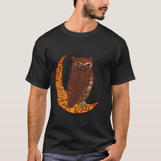 三日月のフクロウTシャツ Tシャツ (正面)