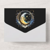 三日月のブライダルカップルのシルエット天 オールインワン招待状 (裏面)