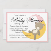 三日月のベビーシャワーにテディベア 招待状 (正面)