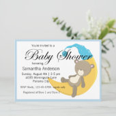 三日月のベビーシャワーにテディベア 招待状 (スタンド正面)