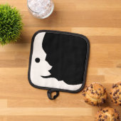 三日月のムーンホワイトブラックワクシング 鍋敷き (トップダウン)