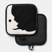 三日月のムーンホワイトブラックワクシング 鍋敷き (正面/裏面)