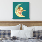 三日月のヴィンテージ画像の天使 キャンバスプリント (インサイチュ (寝室))