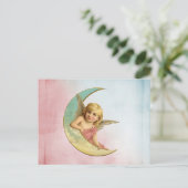 三日月のヴィンテージ画像の天使 ポストカード (スタンド正面)