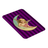 三日月のヴィンテージ画像の天使 マグネット (右側)