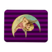 三日月のヴィンテージ画像の天使 マグネット (横)