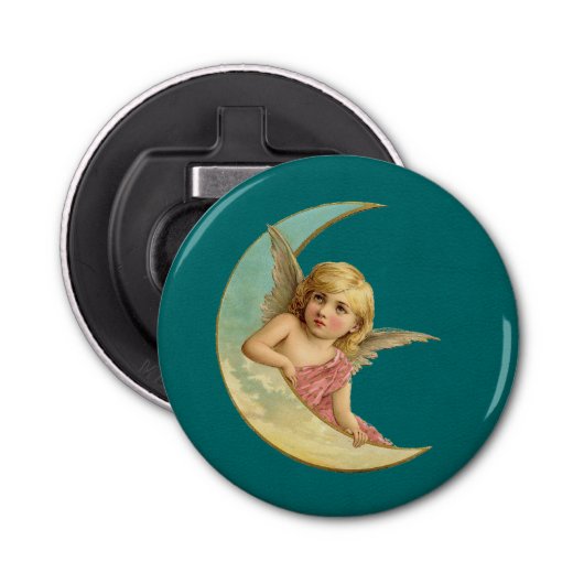 三日月のヴィンテージ画像の天使 栓抜き (正面)