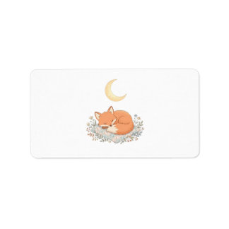 三日月の下のキルトの上で眠るかわいい狐 AI ラベル