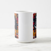 三日月の夜景と可愛いオオカミ コーヒーマグカップ (中央)