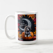 三日月の夜景と可愛いオオカミ コーヒーマグカップ (左)