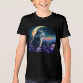 三日月の夜空ウルフ トライブレンドＴシャツ (正面)