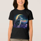 三日月の夜空ウルフ トライブレンドＴシャツ (正面)