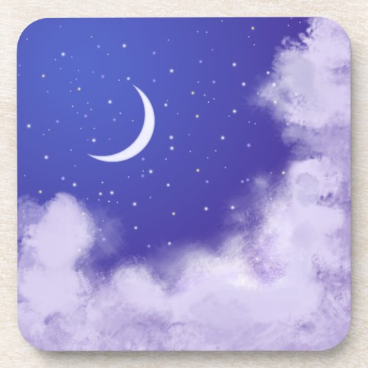 三日月の夢のような夜空 コースター (正面)
