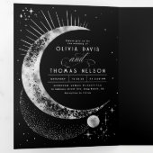 三日月の太陽ハロー天結婚の写真 三つ折り招待状 (内部最初)