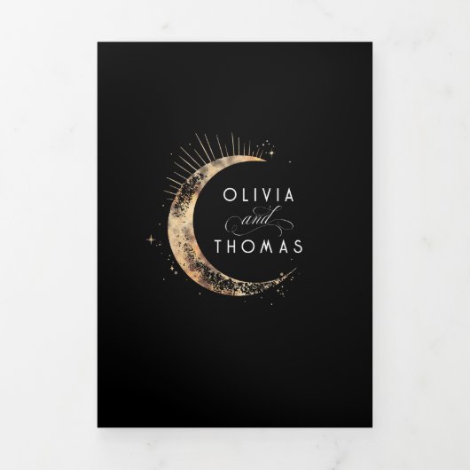 三日月の太陽ハロー天結婚の写真 三つ折り招待状 (カバー)